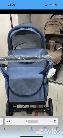 Коляска retrus rocky 2 в 1 (сер/ синий лен)