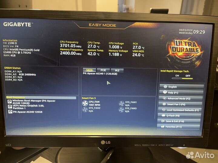 Материнская плата 1151v2 Gigabyte Z390 D