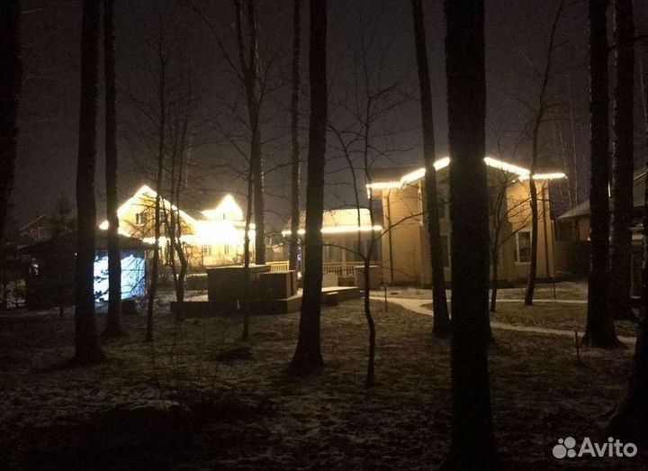 Украшение домов гирляндами, гибкий неон