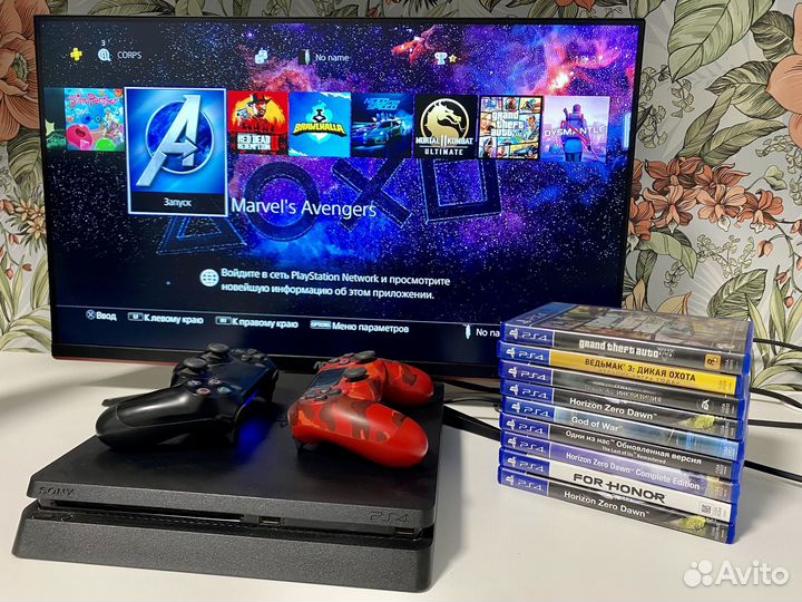 PS4 Slim 1Tb / много игр / 2 геймпада / hogwarts