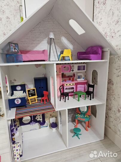 Кукольный домик для барби с мебелью