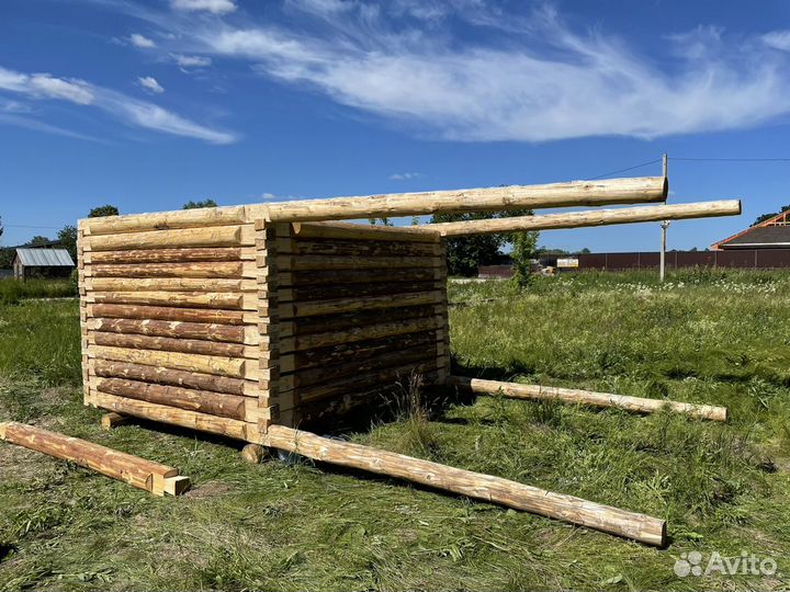 Сруб бани 3х3 с выносами