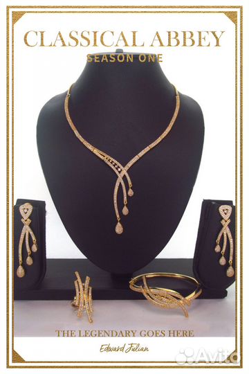 Колье серьги комплект бохо cz коктейльное кристалл