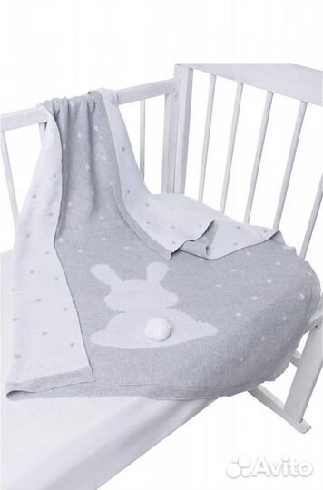 Плед вязаный «зайка» новый