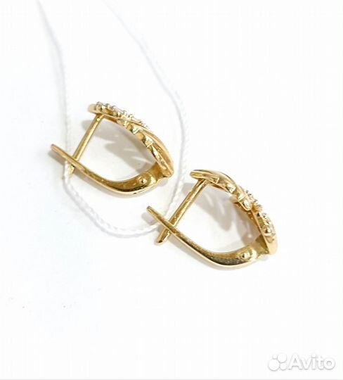 Серьги с синтетическим камнем Золото