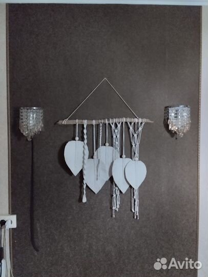 Макраме панно листья