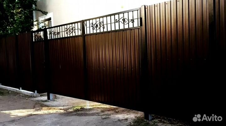 Забор из профлиста под ключ, ворота, калитки
