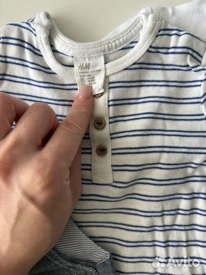 Комплект 2 боди и комбинезон из хлопка H&M 4-6 мес