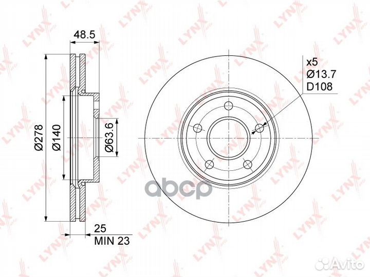 Диск тормозной перед BN1024 lynxauto