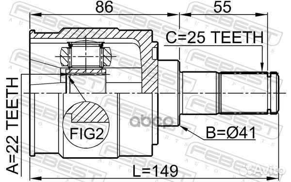 ШРУС внутренний 22X41X25 hyundai I30 08