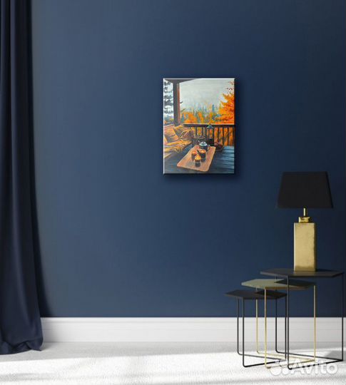 Картина маслом Осень, Осенний пейзаж 40/30 см