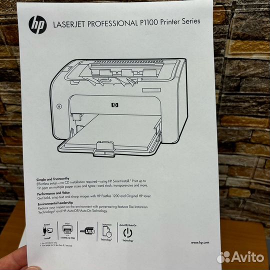 Лазерный принтер HP LaserJet P1102+Новый картридж