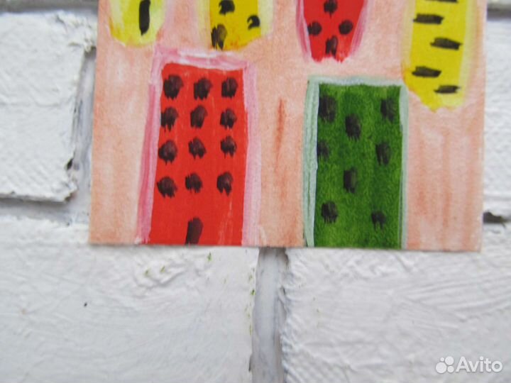 Картина гуашью Домики