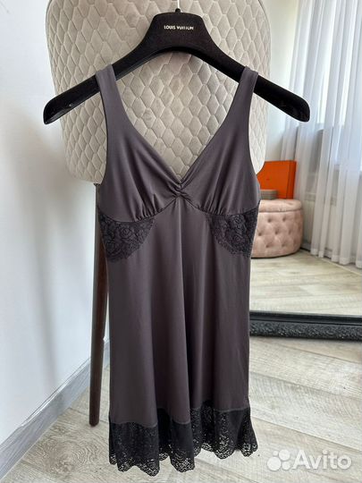 Платье комбинация с кружевом xs