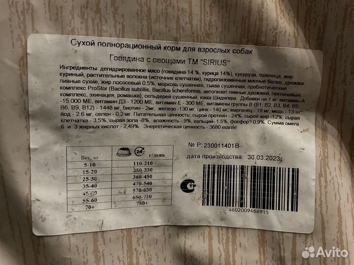 Сухой корм для собак 20 кг