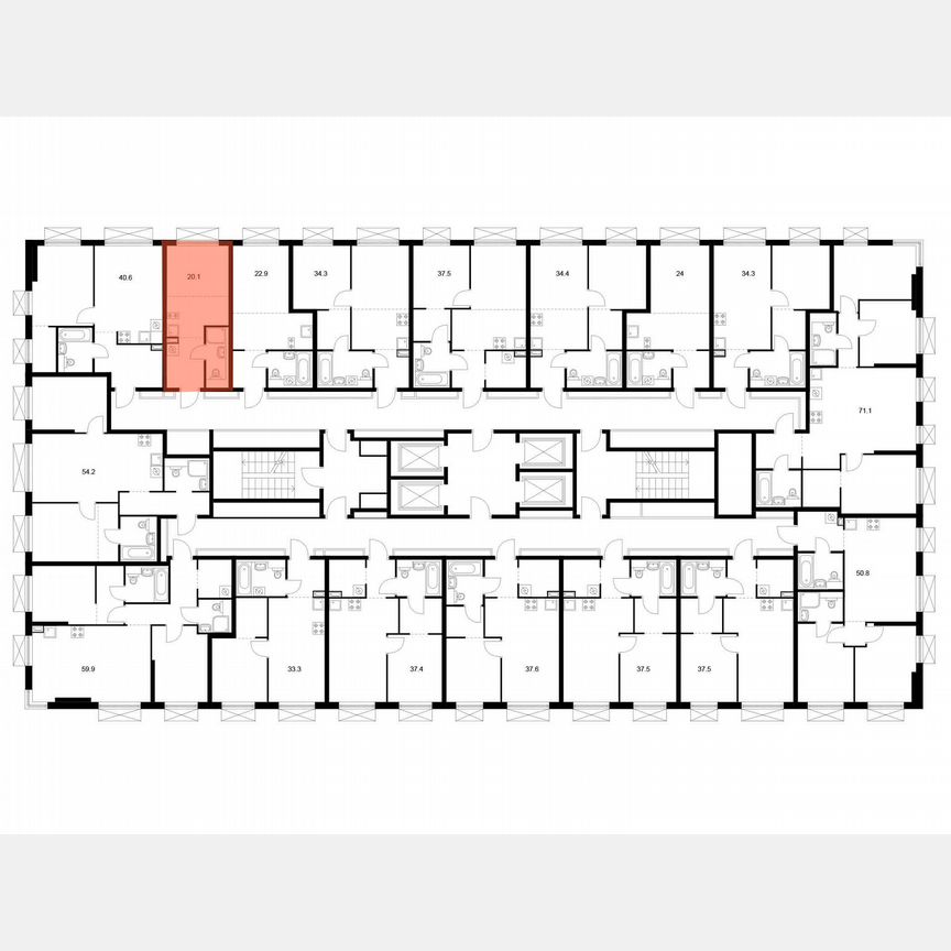 Квартира-студия, 20,1 м², 12/30 эт.