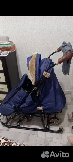 Детские санки коляска с колесами