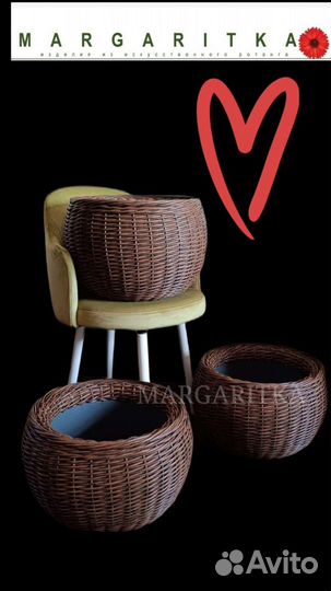 Кашпо для цветов 20 литров искуственный ротанг