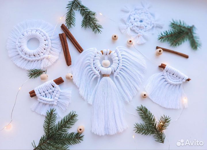 Елочные игрушки макраме ручная работа