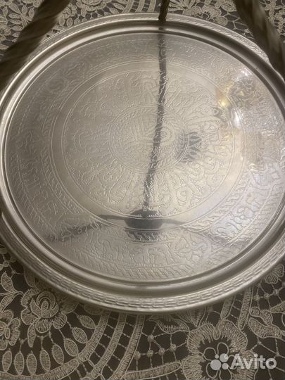 Медный поднос с чайником