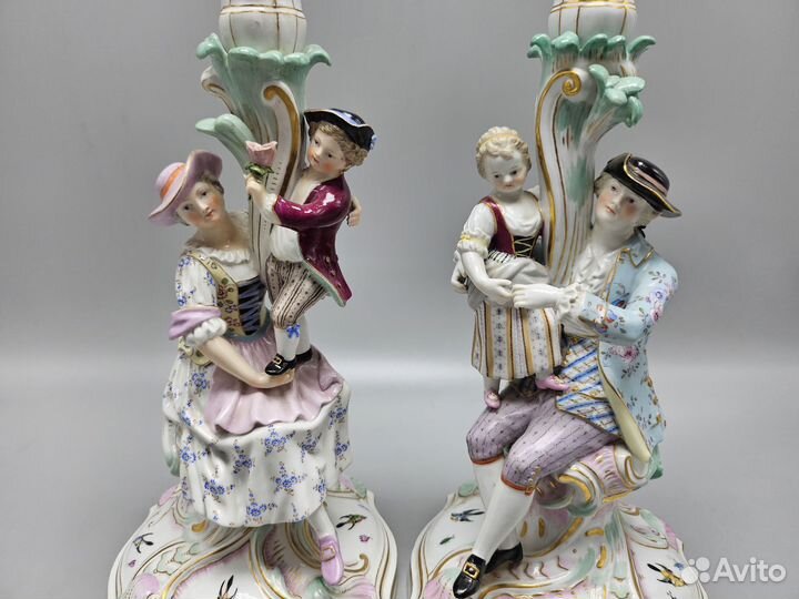 Meissen 19 век Фарфоровые подсвечники (Мейсен)