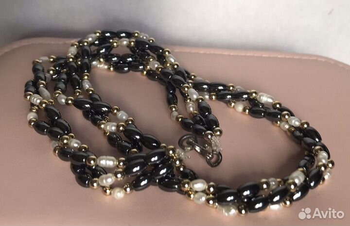 Бусы жемчуг+гематит из Сингапура
