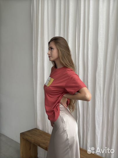 Футболка с принтом коралловая (M)