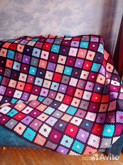 Плед крючком из мотивов