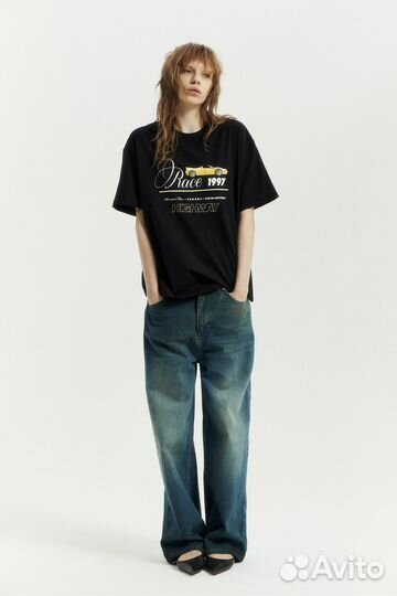 Футболка lime XS черная оверсайз