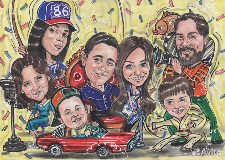 Шарж на заказ по фото. Художник - шаржист