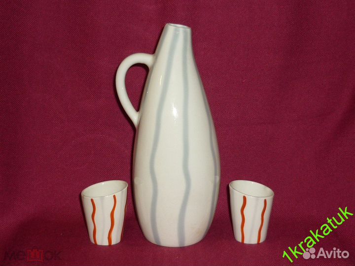 Графин и 2 стопки. лзфи. Редкая роспись стопок