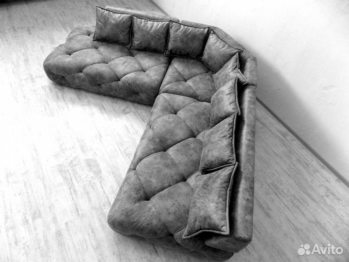 Вызывающий эмоции кожаный диван в стиле лофт