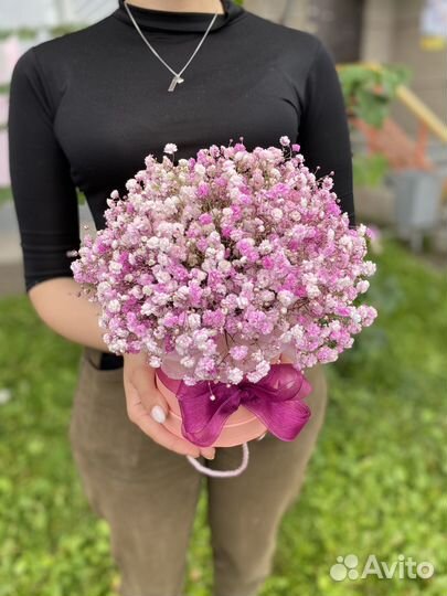 Гипсофила Букет цветов в коробке Доставка