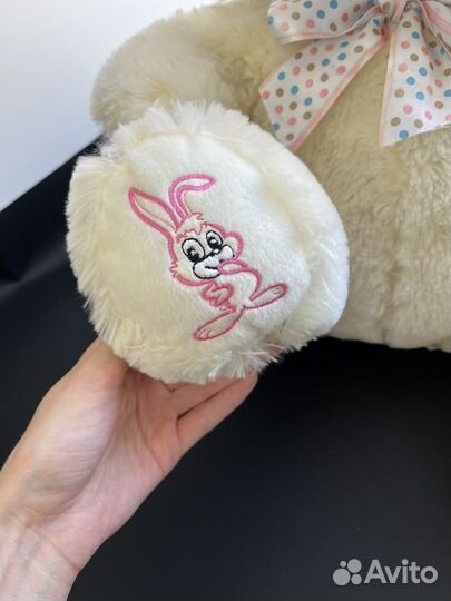 Мягкая игрушка заяц, поет, высота 50см, молочный