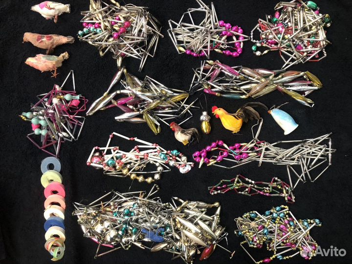 Бусы, фольга, гирлчнды, картонаж, стекло,Флажки, с