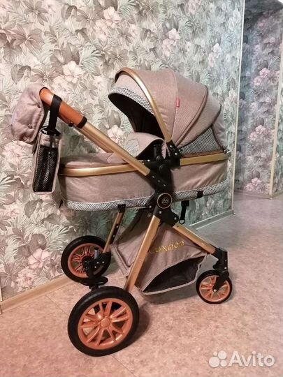 Новая коляска 3в1 Luxmom V9 (коричневый)