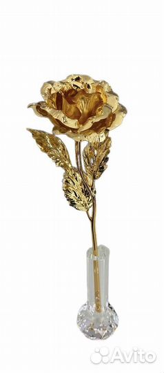 Золотая роза с вазой midas оригинал