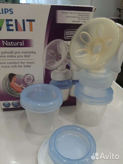 Молокоотсос ручной Avent + бутылочка avent