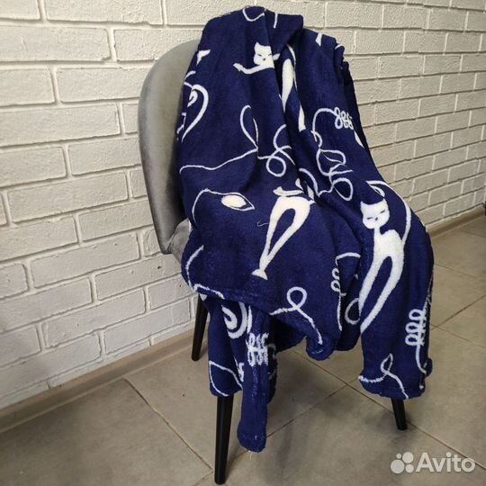 Плед велсофт/ синий 180x200