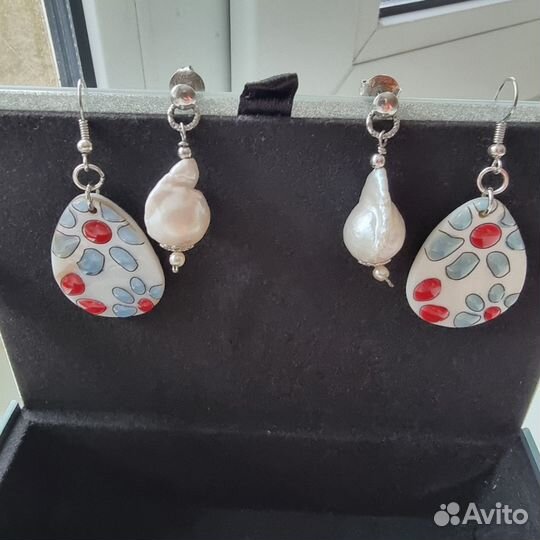 Серьги жемчуг и перламутр