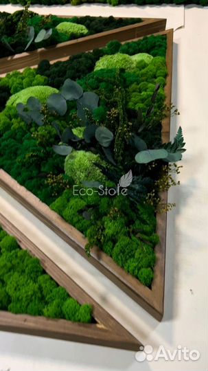 Картина из треугольных панно стабилизированный мох