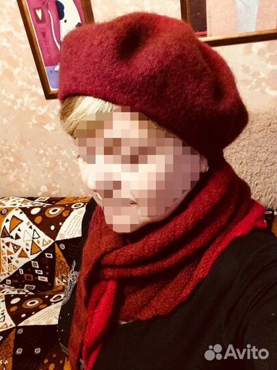 Комплект: валяный берет+бактус из «кауни»(нат. шер