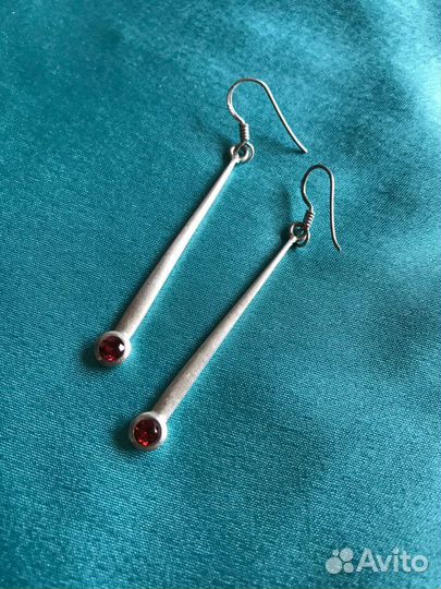 Серьги серебро с гранатом