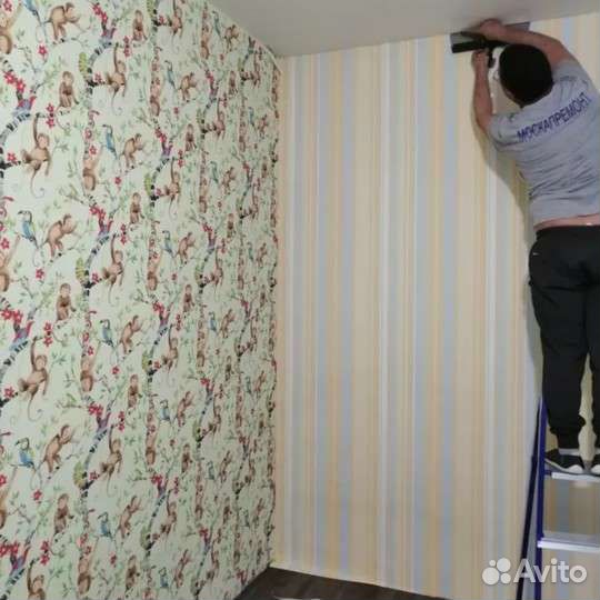 Шпаклевка.Поклейка обоев.Побелка