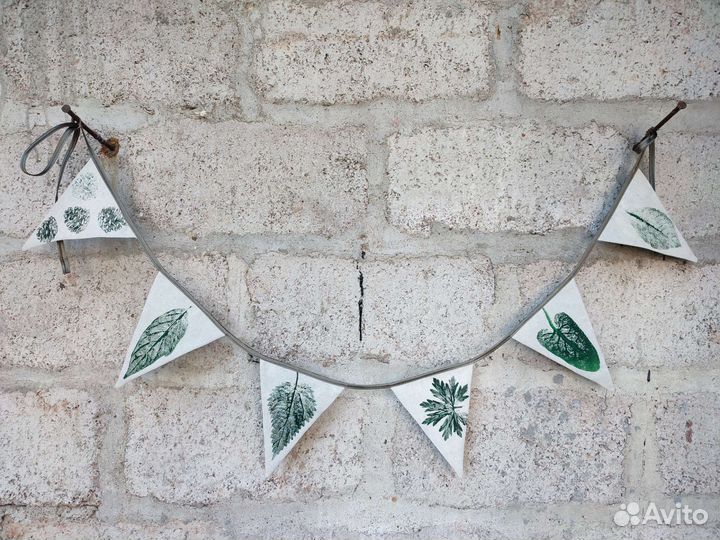 Гирлянда растяжка ботаническая из тканевых флажков