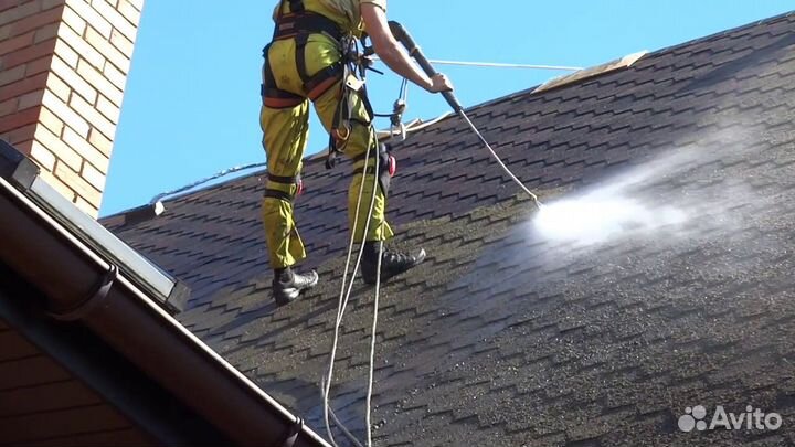 Мойка кровли, Очистка мха, Чистка водостоков