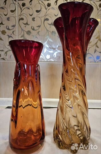 Цветные выдувные вазы СССР