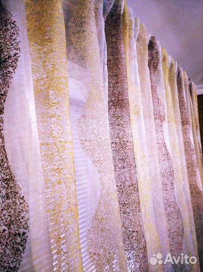 Тюль Turkey Вуаль лёгкая 3 /8 метров золот.вышив