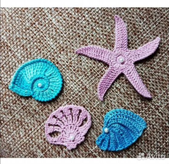 Аппликации морские крючком