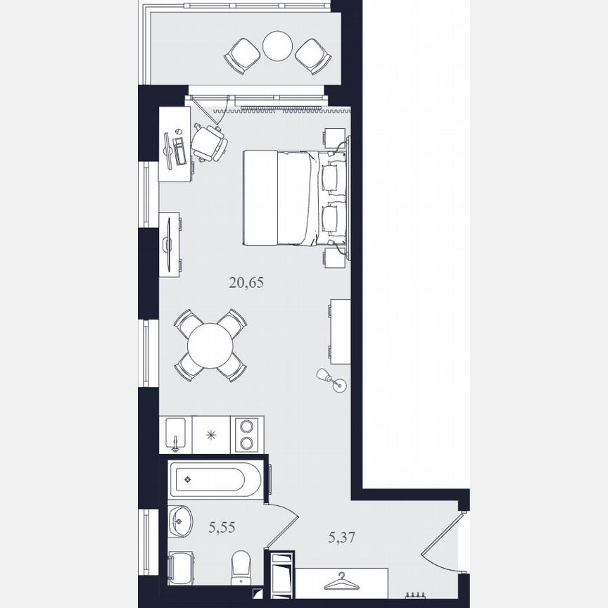 Апартаменты-студия, 31,6 м², 23/24 эт.